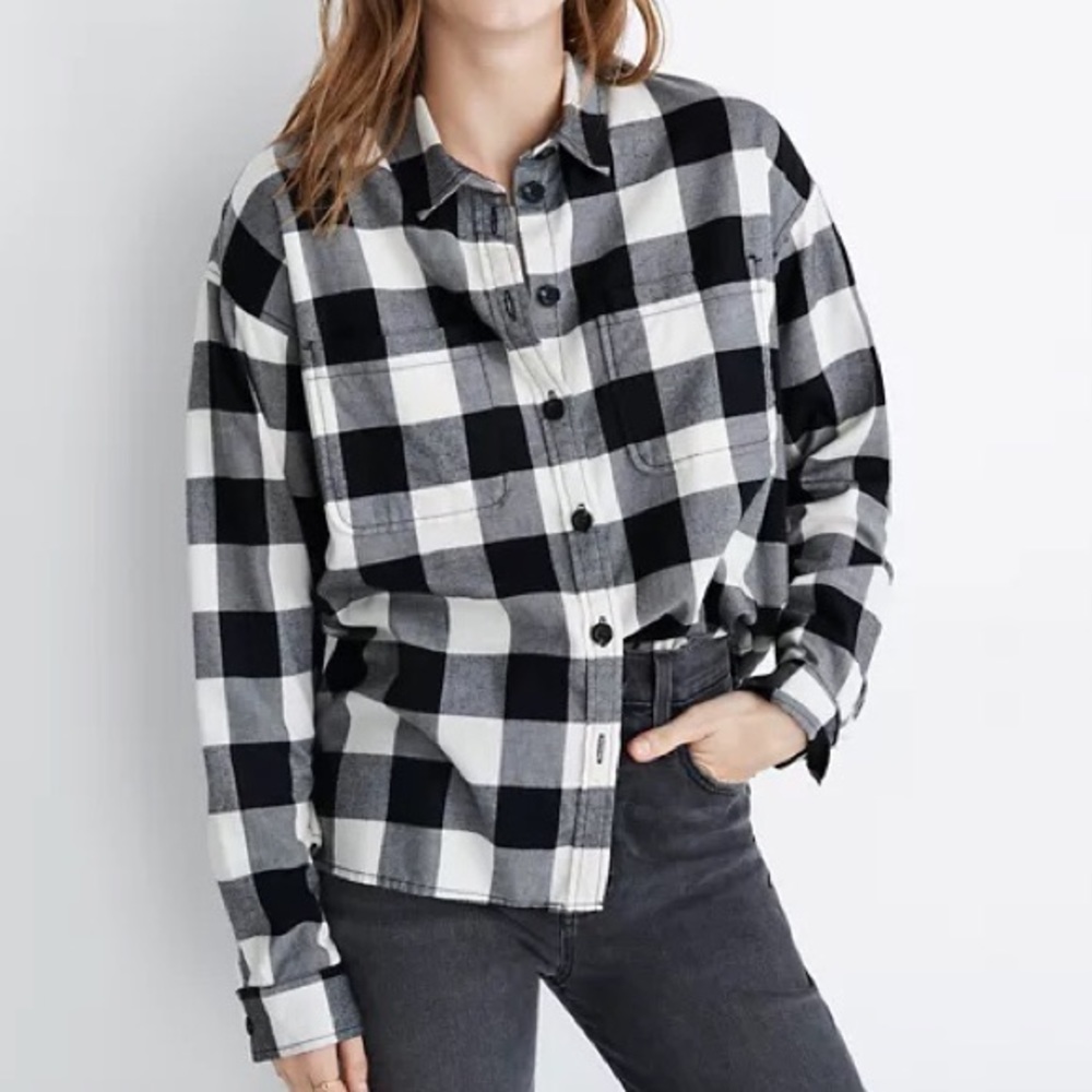 Madewell Shirt Jacket Shacket in Buffalo Plaid - Picture 1 of 10